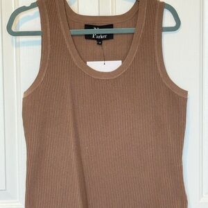 NWT Nina Parker Women's Brown Ribbed Tank Top